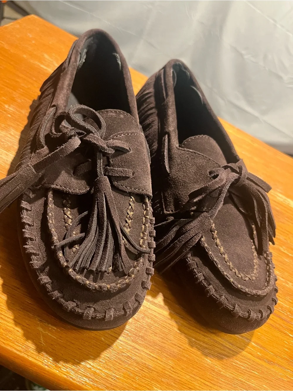 Zara Split Suede nautical-style flat Loafers in Chocolate Brown SZ 37